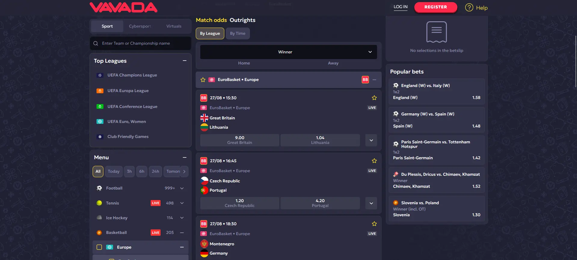 Basketball Betting at VAVADA