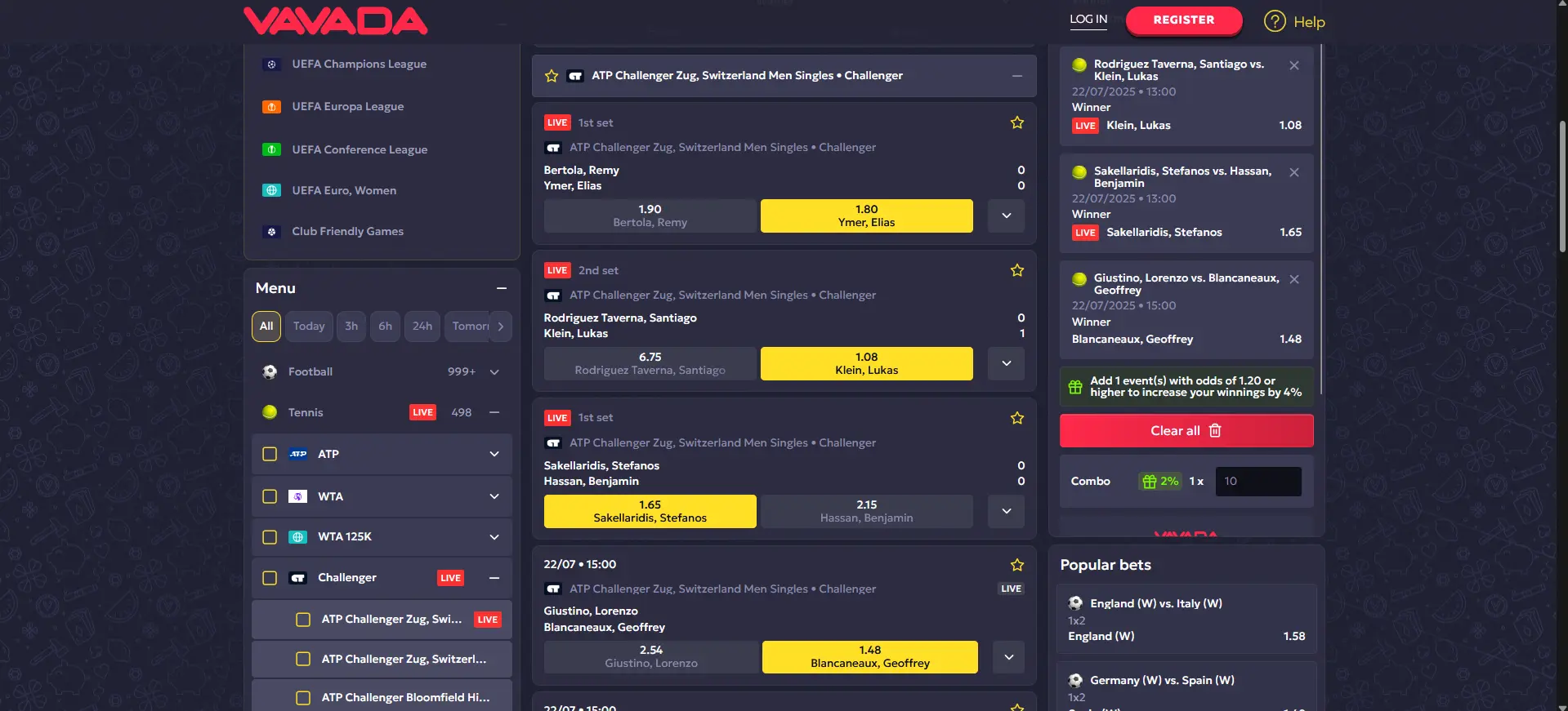 Live Betting at VAVADA