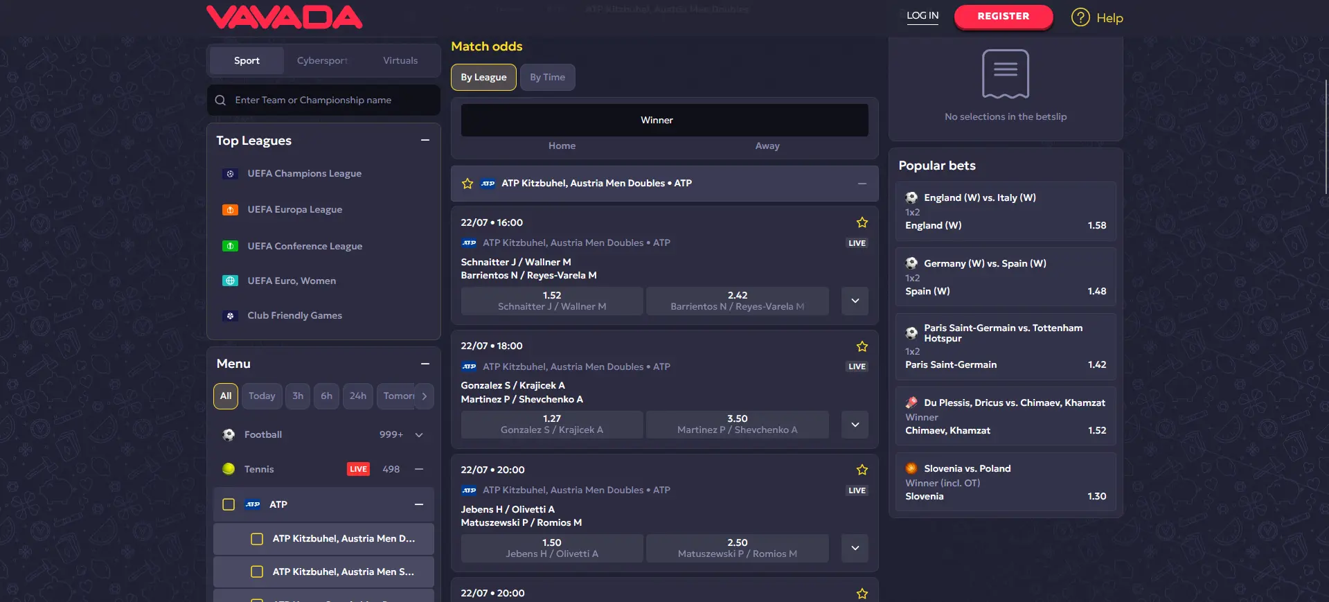 Tennis Betting at VAVADA